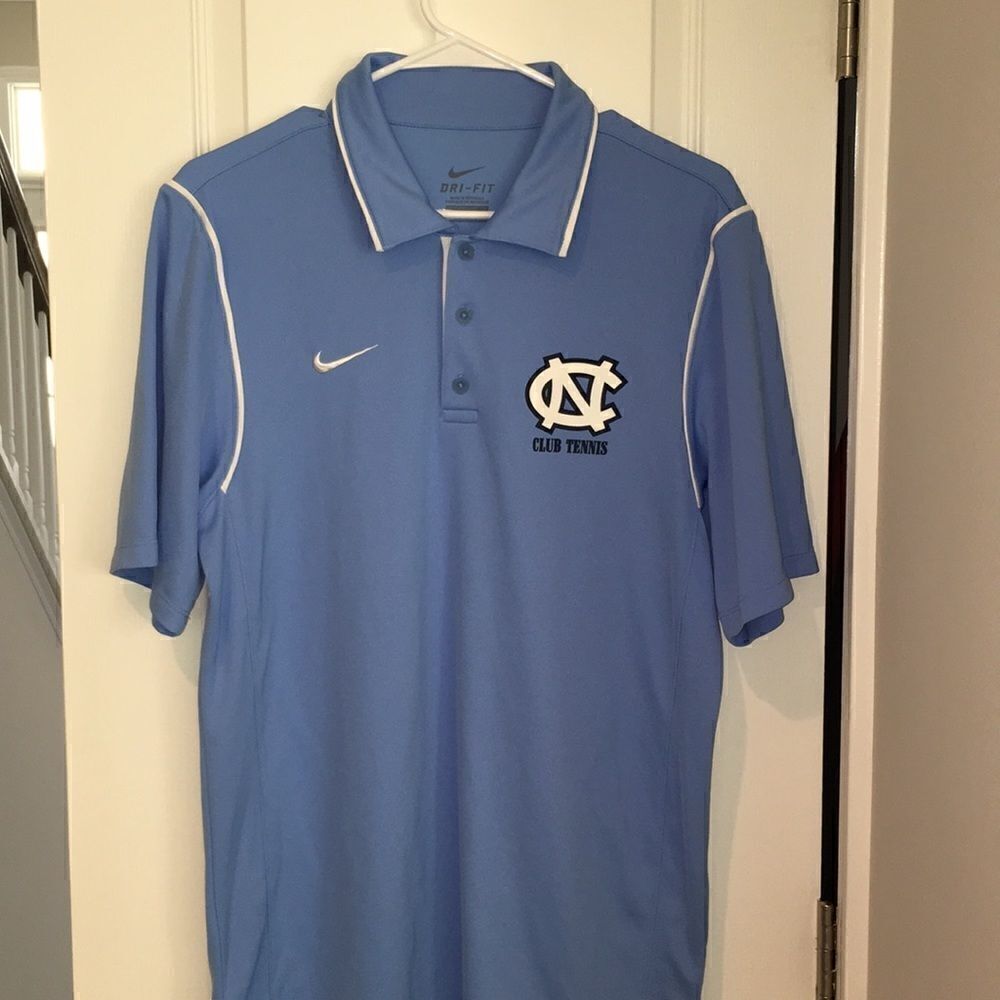 Nike UNC North Carolina Tar Heels polyester Club Tennis Polo golf shirt S Mens